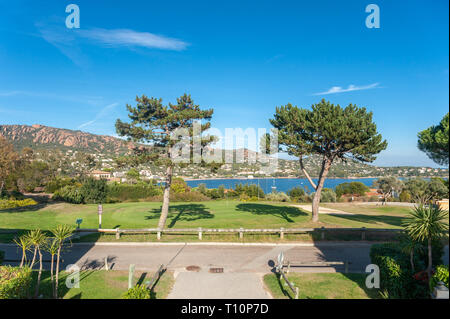 Landscape at Cap Esterel, Saint-Raphael, Var, Provence-Alpes-Cote d`Azur, France, Europe Stock Photo